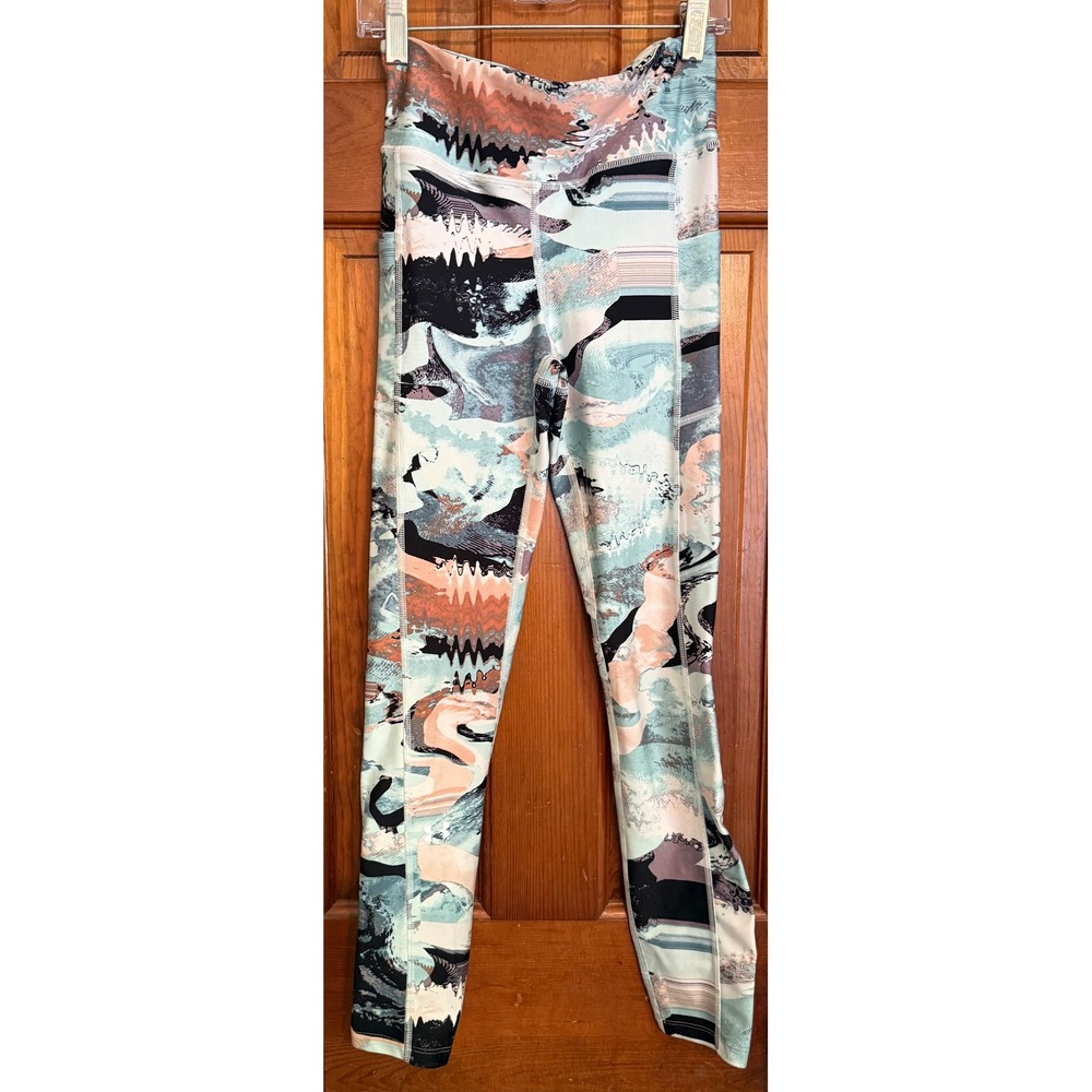 Under Armour HeatGear Compression Leggings Abstract Print High Rise XS Mint